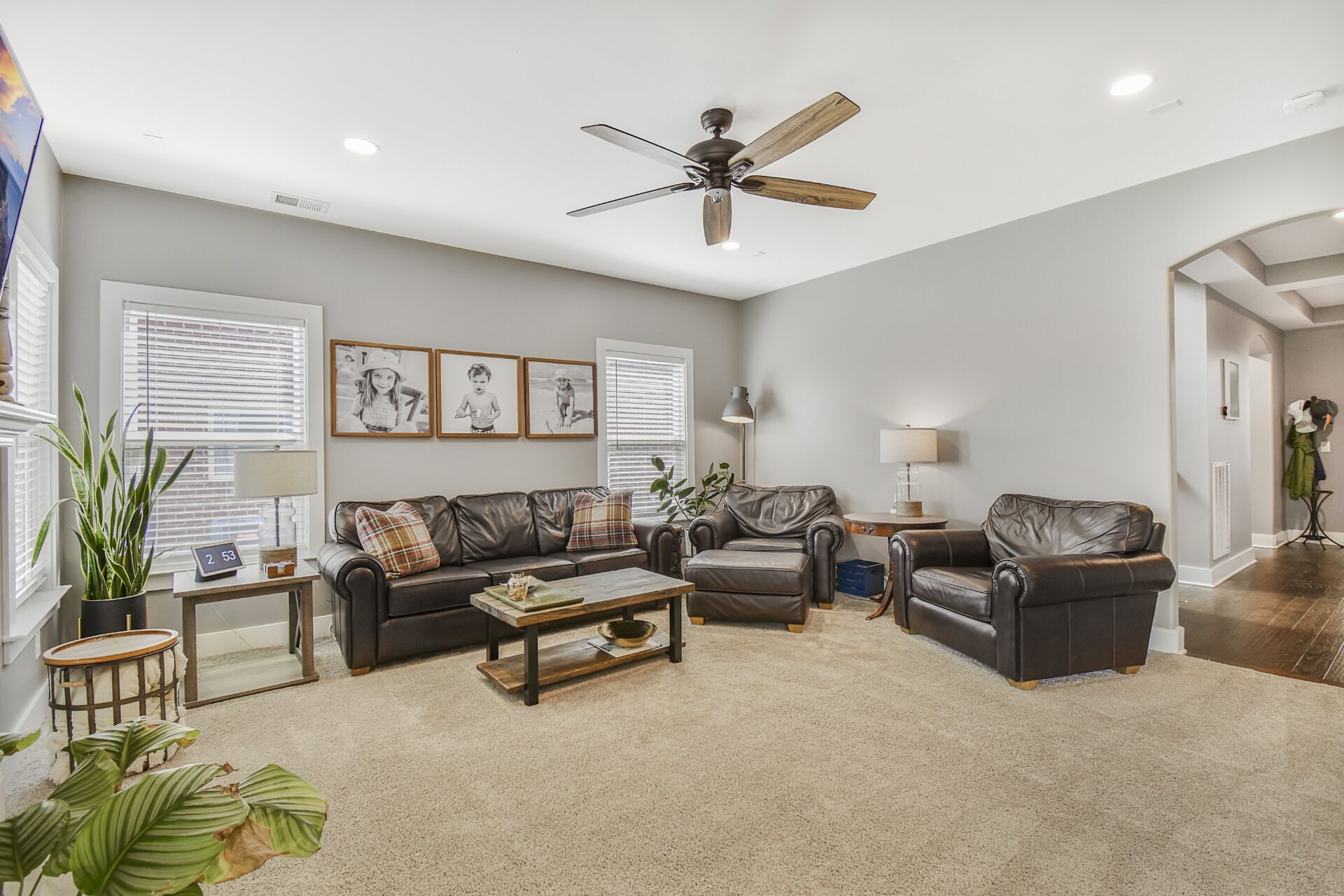 Living room and fireplace